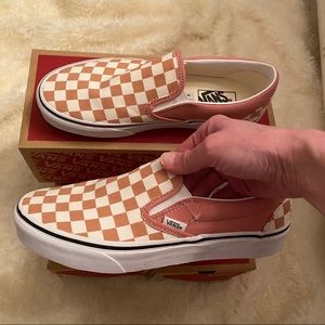 Vans original slip on blush pink checkerboard NWT